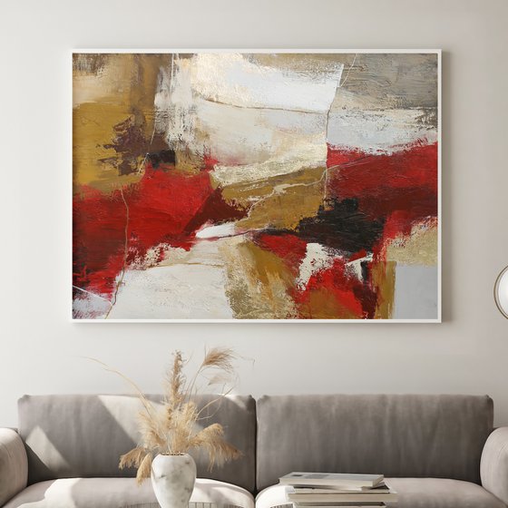 "Passion" Burgundy gold abstract art