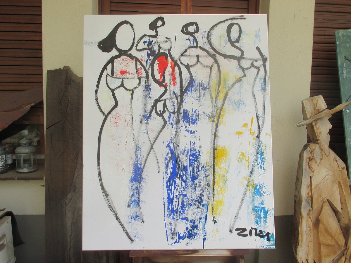 expressive girls in dance 39,3 x 31,4 inch by Sonja Zeltner-Muller