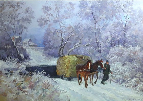 Oil painting Winter has come