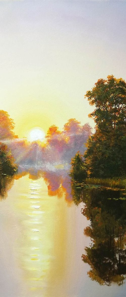 Sunrise over the River by Oleg Riabchuk