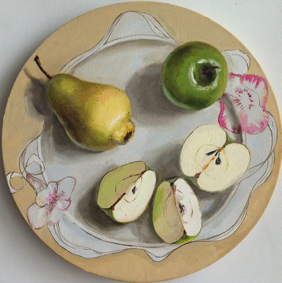 Pear and apple fruit still life