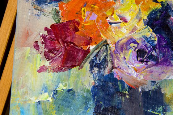 Small still life with colorful roses