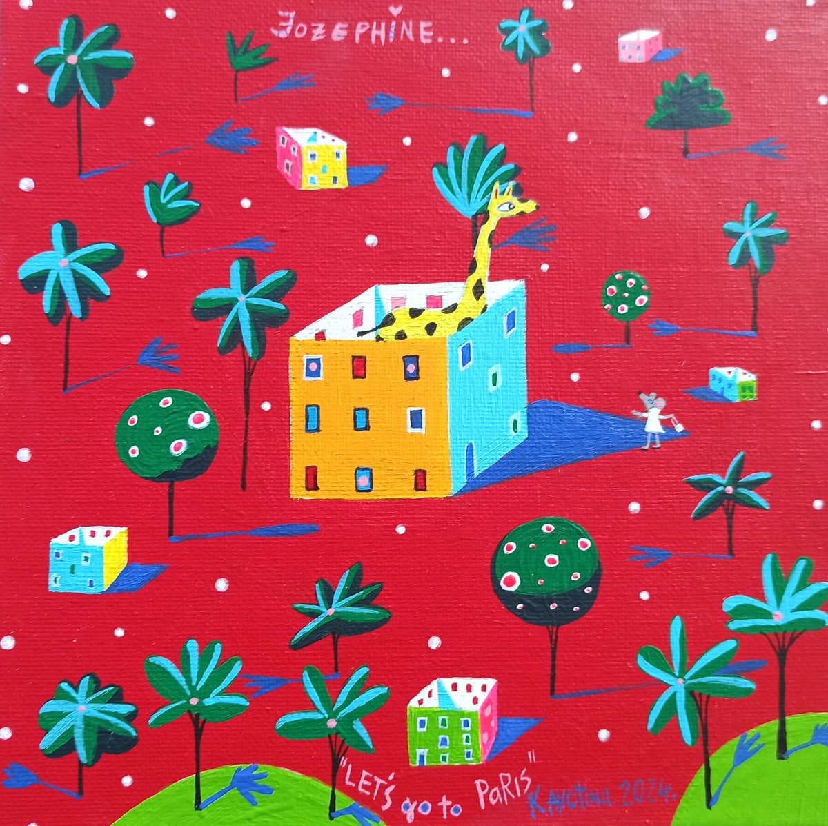 Impressionistic Animal Acrylic Painting By Katrina Avotina, 8 X 8", Let