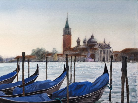 Venice cityscape with gondolas