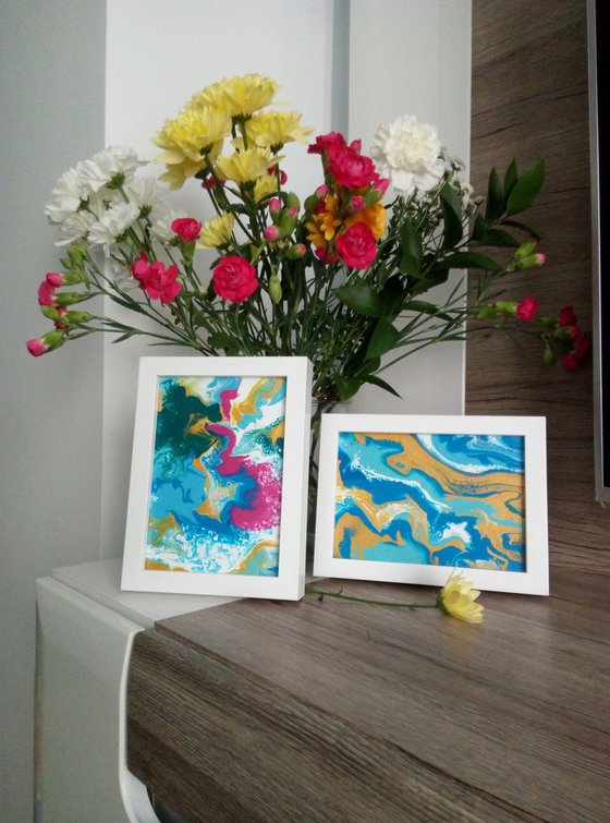 Coral Reef + Frame or easel , READY TO HANG