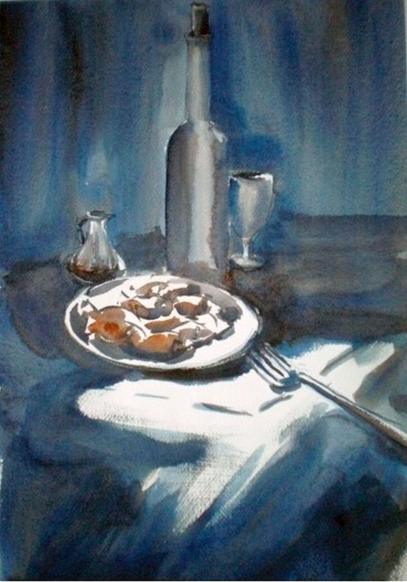 Expressive Still Life Watercolour By Giorgio Gosti, 13 X 18, Still Life, Original Artwork