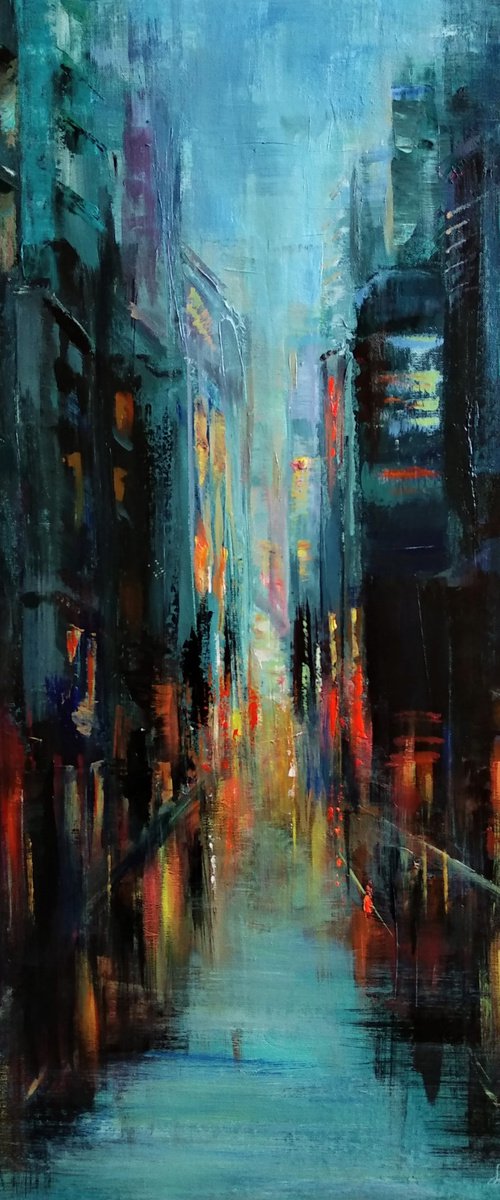 Dreams of night city Cityscape Streets by Anastasia Art Line