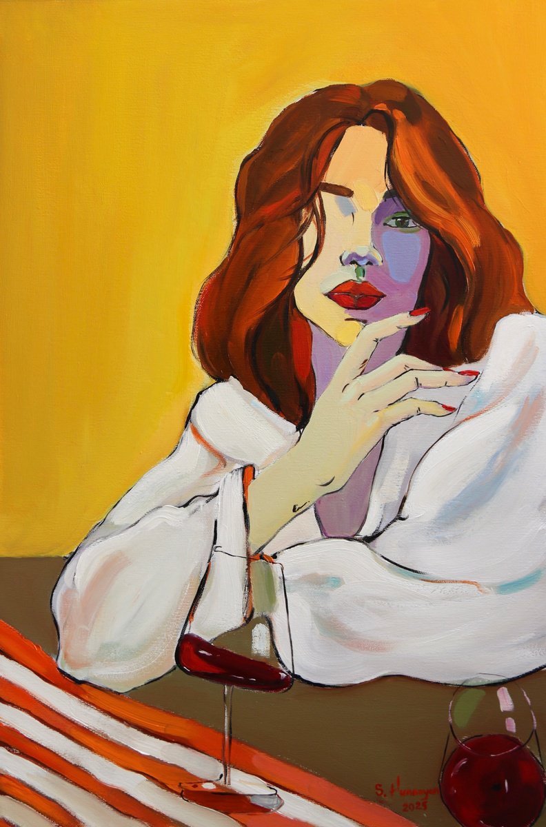 Abstract Oil Painting By Sirarpi Hunanyan, 16 X 24", Yellow, Original Artwork