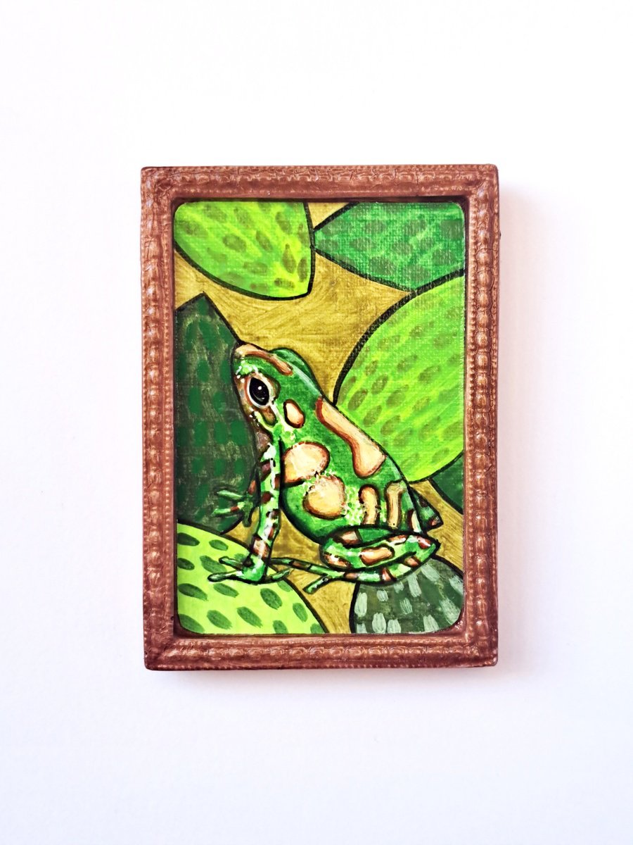 Illustrative Animal Acrylic Painting By Andromachi Giannopoulou, 3 X 4, Dendrobates Auratus, Original Artwork