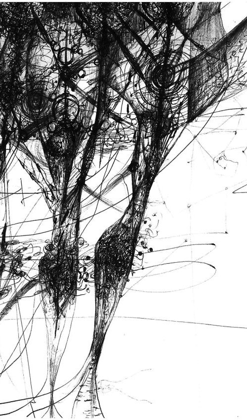 WE ARE PERENNIAL ENERGY ABOUT PASSING TIME FREEZING TEMPORALITY MASTER KLOSKA INK DRAWING by Kloska Ovidiu