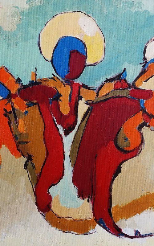 Abstract - Figures (60x40cm, oil painting, ready to hang) by Artyom Basenci