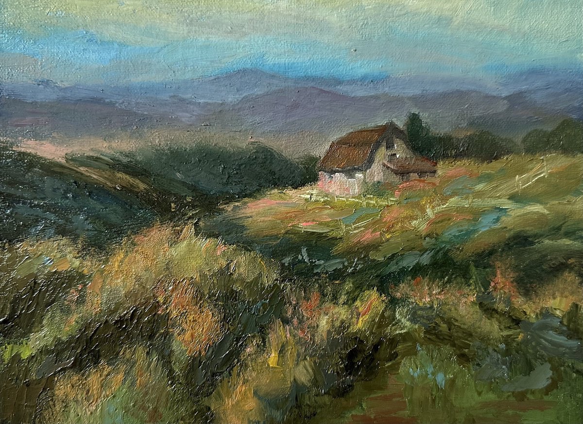 Impressionistic Landscape Oil Painting By Grace Diehl, 8 X 6, Homestead, Original Artwork