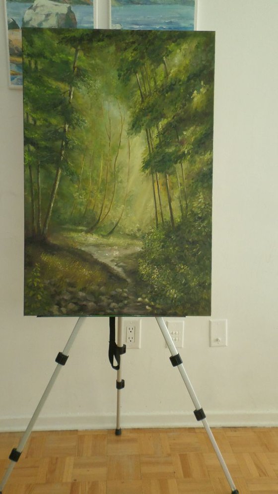 Forest, original, one of a kind, oil on canvas painting