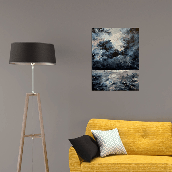 Night Seascape. Dark sky.
