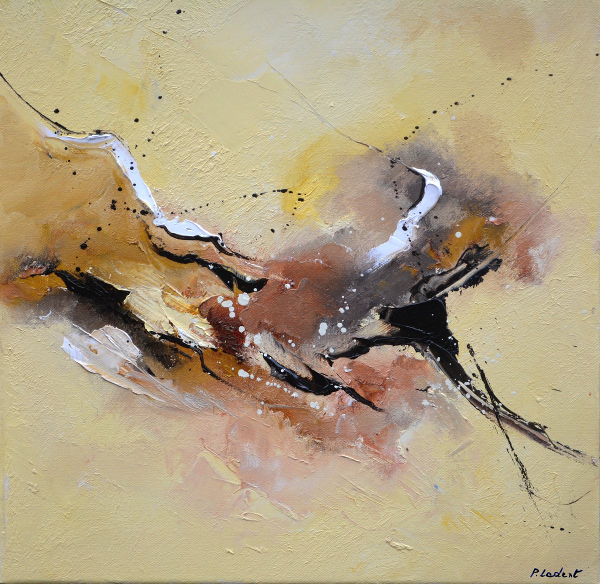 Abstract Oil Painting By Pol Henry Ledent, 16 X 16", Beyond The Room - 2, Original Artwork