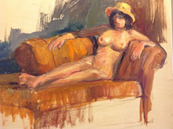 Nude with hat