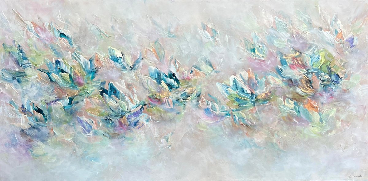 Abstract Acrylic Painting By Ve Boisvert, 48 X 24", Expression Of Love, Original Artwork