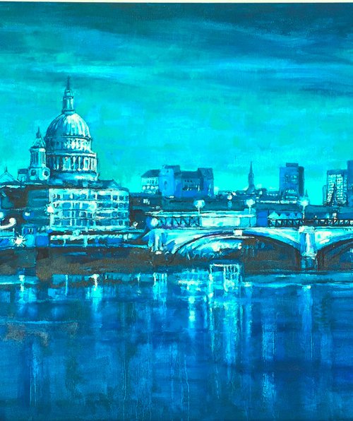 St Pauls Cathedral in Indigo Blue London Cityscape by Patricia Clements