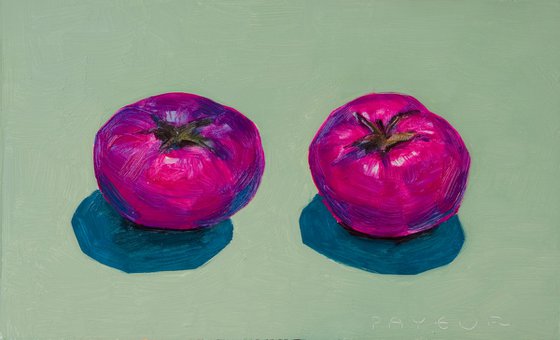 modern pop art still life of pink tomatoes