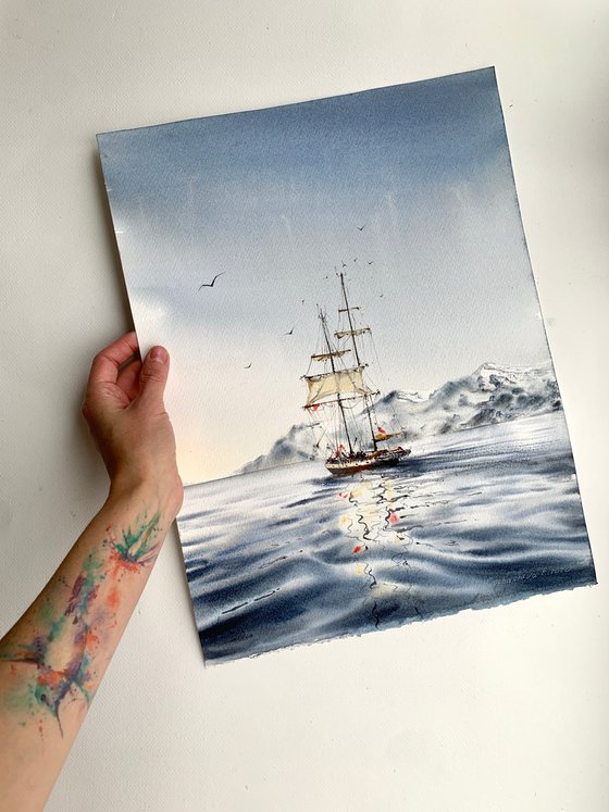 A ship off the arctic coast