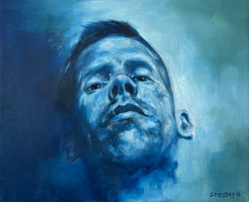 Blue self-portrait by Tamas Szikszay