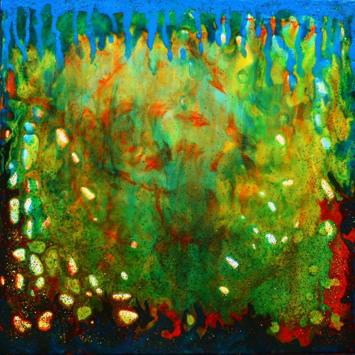 Endangered Coral- a glittering abstract by Manjiri Kanvinde