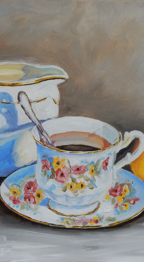 5 o'clock. Tea, lemon, milk jug. by Vita Schagen