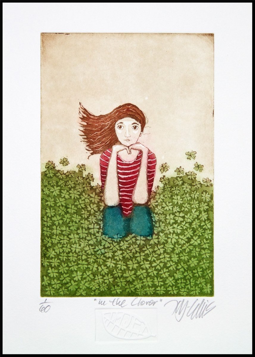 Illustrative Etchings & Engravings , In The Clover By Mariann Johansen-Ellis, 10 X 14, Artwork For Sale On Artfinder