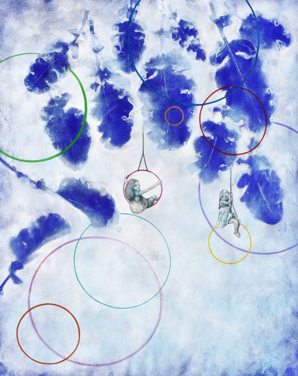 Abstract Landscape Painting By Milena Nicosia, 37 X 47", Dondolando Nella Luce, Original Artwork