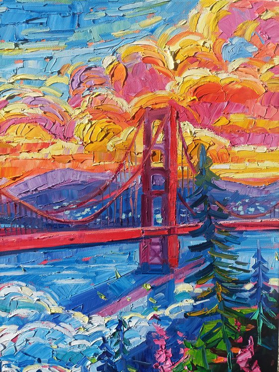 Golden bridge in the clouds