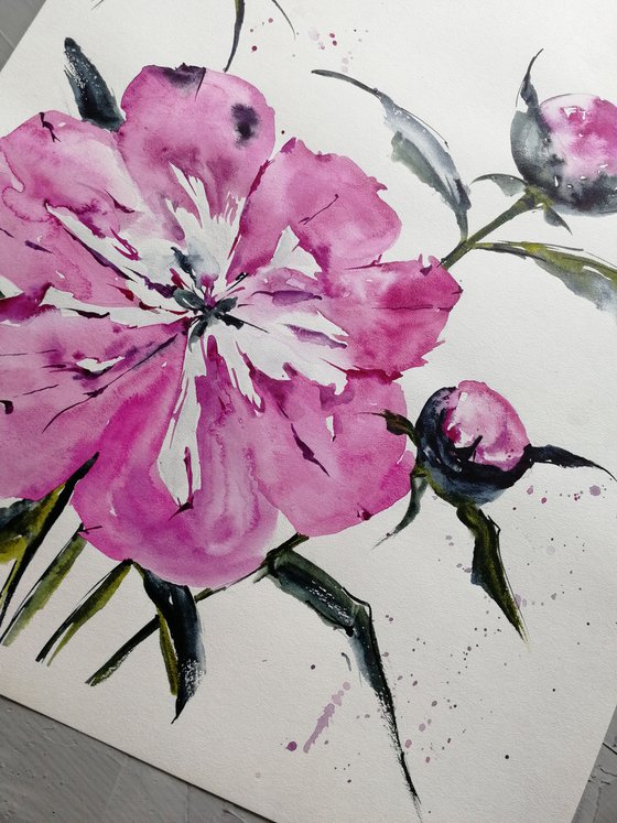 Peony flowers painting