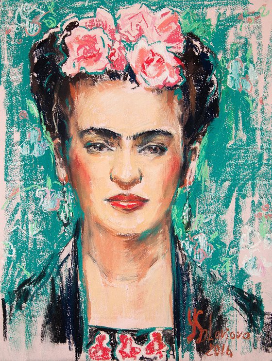 Frida with roses
