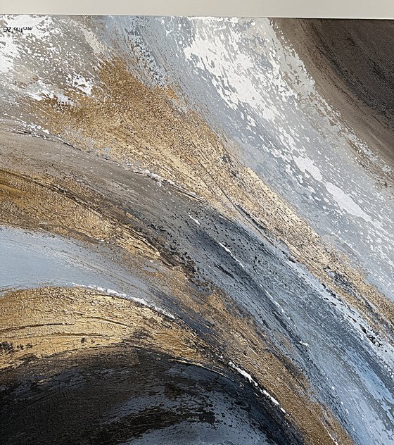 Golden Motion in Blue and Stone.Gold Textured