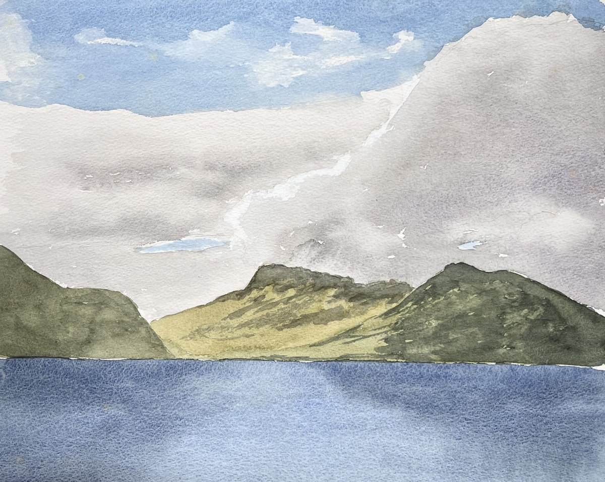 Impressionistic Landscape Watercolour By Michael Richards, 16 X 12", A Distant Shore, Original Artwork