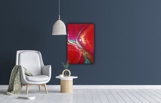 Love Vibrations red abstract painting