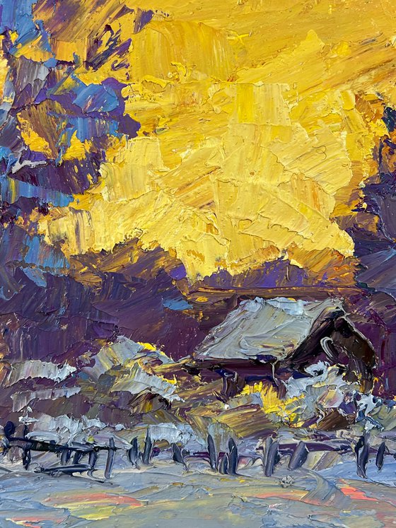 Winter Sunset in the Village