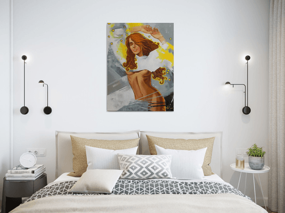 "Musical mood" Original painting Oil on canvas Home decor.