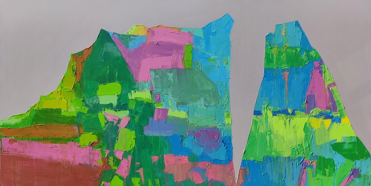 Abstract Acrylic Painting By Abhishek Kumar, 102 X 54, When Earth Dreams In Color, Original Artwork