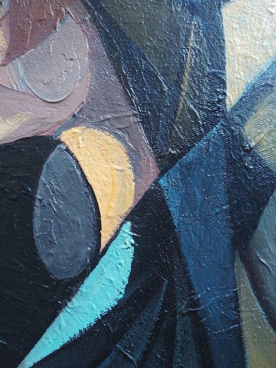 Penelope (50x70cm, cubism, oil painting, ready to hang)