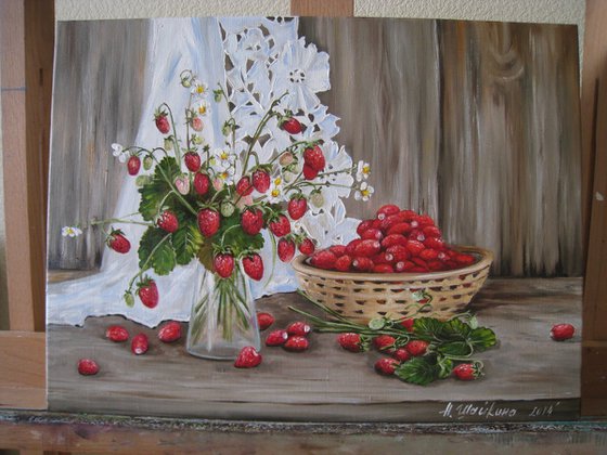 Strawberries, Rustic Still Life