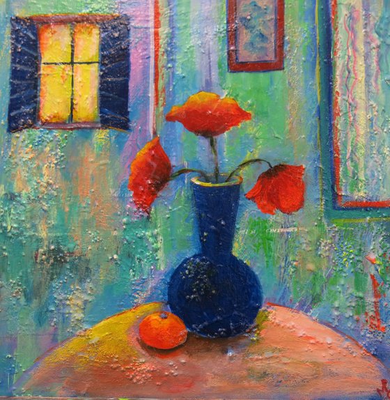 Interior and poppies