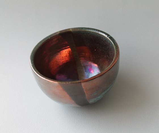 Raku Bowl with Smoked Black Stripe 2.