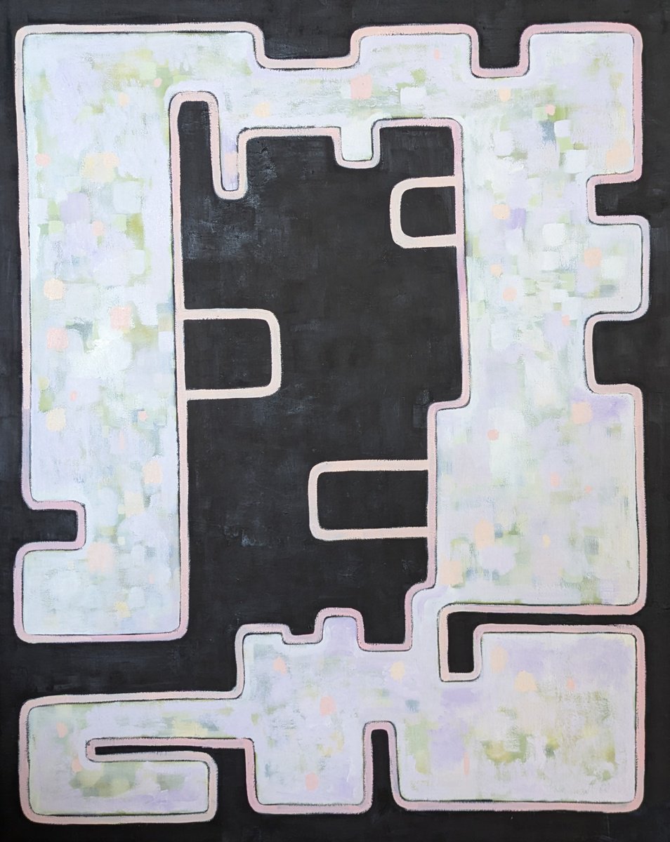 Geometric Abstract Oil Painting By Anna Jannack, 32 X 40, Unconscious Shape I, Original Artwork