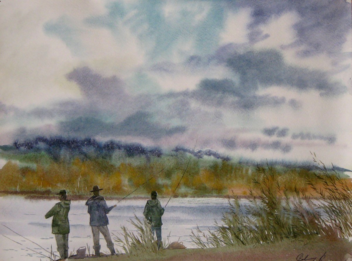 Impressionistic Landscape Watercolour By Valeriy Savenets-1, 16 X 12", Bites, Original Artwork