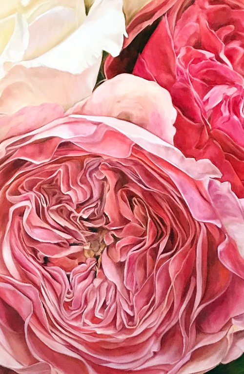 Original oil painting with flowers "Lovely roses" 110 * 70 cm by Irina Ivlieva