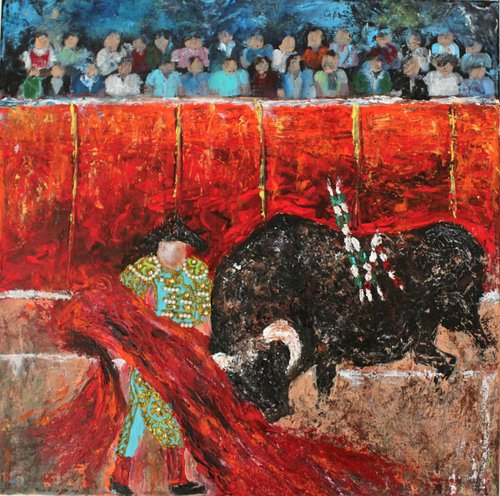 Corrida (Fiesta Series) Spanish bullfight-Ready to Hang by Vikashini Palanisamy