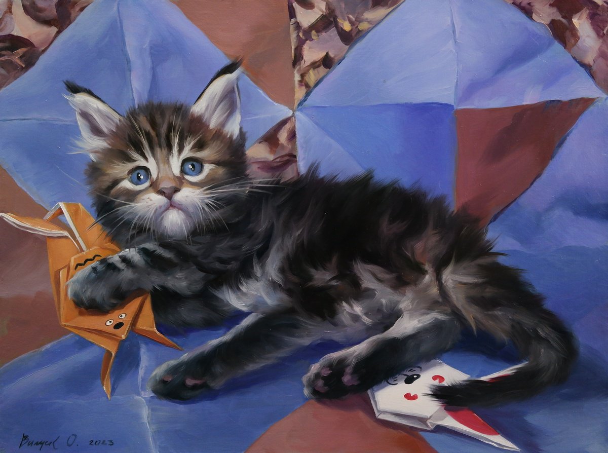 Photorealistic Animal Oil Painting By Lena Vylusk, 16 X 12", "Tiger", Original Artwork