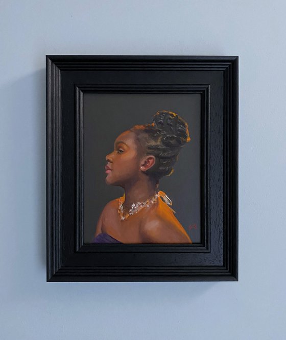 Modern young black woman oil portrait Contemporary Style.