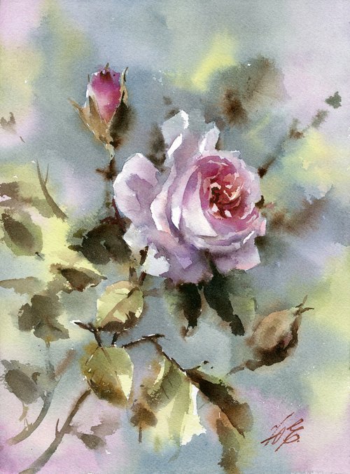 Watercolour rose by Yulia Evsyukova