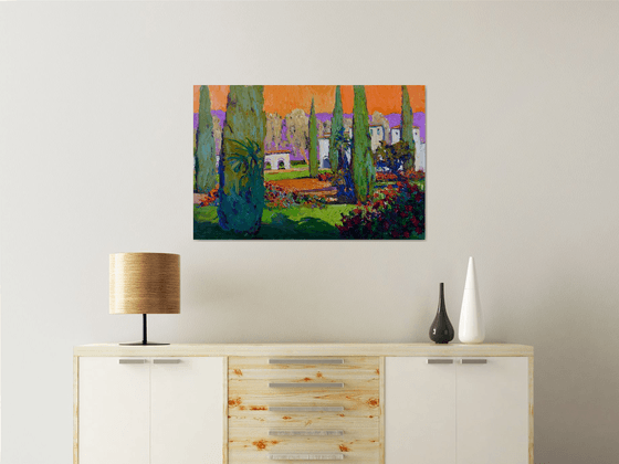 Garden with Cypress Trees